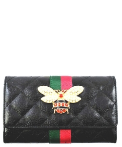 Bee Stripe Quilted Wallet DL018QB BLACK